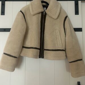 GAP Cream Shearling Puffer Jacket